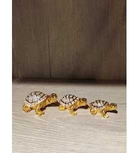 Swarovski Taşlı Kaplumbağa 3'lü Mücevherlik / Dekoratif Biblo (Beyaz)