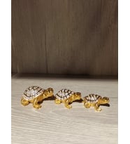 Swarovski Taşlı Kaplumbağa 3'lü Mücevherlik / Dekoratif Biblo (Beyaz)