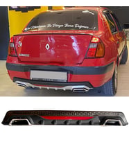 Renault Clio Mk2 Sedan Siyah Difüzör Difizör Kare Egzoz Görünüm Reflektörlü