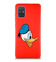 Samsung Galaxy A71 Soft Premier Kapak Donald Duck-F Tasarımlı Silikon Kılıf - Kırmızı (Şeffaf)