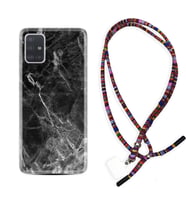Samsung a71 A72 A73 A7 A9 2018 C7 C9 Kılıf Boyun Asklı Rasta Silikon Kara Mermer 1375