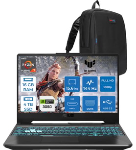 Asus Tuf Gaming A15 FA506NCR Amd Ryzen 7 7435HS 16GB Ddr5 4tb SSD RTX3050 4gb 15.6" Fhd IPS 144HZ Freedos Taşınabilir Bilgisayar HN034F04 + Zetta Çanta