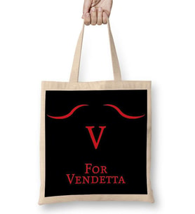 V For Vendetta Silüet Bez Çanta Uzun Saplı