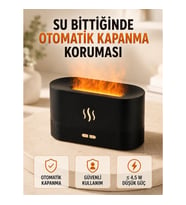 Mey İthalat® Alev Efektli Ultrasonik Aroma Difüzörü 180 ML LED Işıklı Hava Nemlendirici