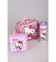 YENİ SEZON LİSANSLI HELLO KITTY'NIN PIRILTILI DÜNYASI ÖZEL KOLEKSİYON BESLENME ÇANTASI ,500 ML MATARA VE BESLENME KABI YEMEK SETİ (Pembe)