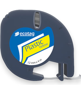 Ecotag Dymo Letratag Muadili Şerit Etiket Plastik Sarı 12 mm x 4 mt