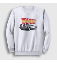Presmono Unisex Beyaz Delorean Film Geleceğe Dönüş Back To The Future Sweatshirt 243103tt