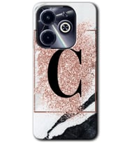 İnfinix Hot 40i Kılıf HD Desen Baskılı Kılıf - Pembe Mermer Desenli C Harfi