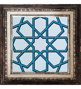 Armada Çini 20x20 Cm SP 89-v Turkuaz Beyaz Türkmen Yıldızı Çini Pano