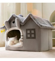 Kedi Evi Yumuşak Kedi Yatağı Derin Uyku Ve Kış Evi Çıkarılabilir Minder -villa 1adet (GRİ BÜYÜK BOY)