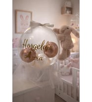 Yenidoğan hediye bebek balon Kutusu – Peluş Tavşan &Balonlu (Bej)