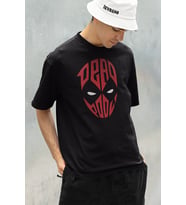 Maske Film Karakteri Deadpool Baskılı Unisex Tişört, Oversize Tişört