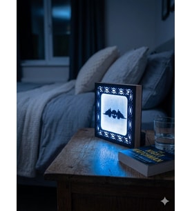 Kanatlı Kafatası Temalı Dekoratif LED Gece Lambası (Kristal Mavi)