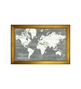 Harita Temalı Kanvas Tablo 50 x 70 cm Gold Çerçeve