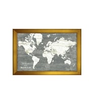 Harita Temalı Kanvas Tablo 50 x 70 cm Gold Çerçeve