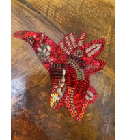 12X15 CM DANTEL GÜPÜT TAŞ BONCUK İŞLEME APLİKE OMUZ APOLET GİYİM AKSESUARI (Kırmızı)