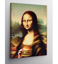 Kanvas Tablo Burger Tutan Mona Lisa