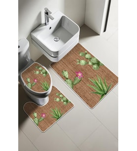 Modern Desenli Dijital Baskı 3’lü Banyo Paspas Takımı Yıkanabilir Kaymaz Tabanlı Klozet Takımı KLZ0020 (Çok Renkli)