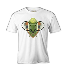 Tenis - Raket 2 Beyaz Erkek Tshirt