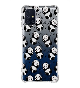 Samsung Galaxy M31s  Köşe Korumalı Antişok Kapak Panda Tasarımlı Şeffaf Silikon Kılıf