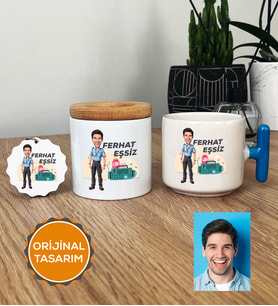 Kişiye Özel Karikatürlü Paramedik Hediye Seti T Kupa, Kalemlik, Anahtarlık Erkek Paramediğe Tıp Bayramı Hediyesi (Mavi)