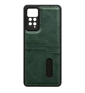 Note 12 Pro 4G Kılıf Sara Kartvizitli Deri Kılıf - Koyu Yeşil