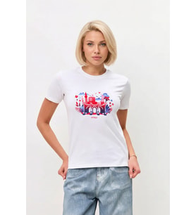 Kadın %100 Pamuk Antalya Baskılı Beyaz T-Shirt