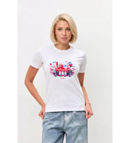 Kadın %100 Pamuk Antalya Baskılı Beyaz T-Shirt