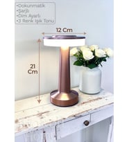 Dokunmatik Masa Ve Gece Lambası Dokunmatik Lamba Abajur Led Şarjlı Masa Lambası Ledli Rose Gold 21Cm