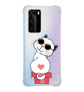 Huawei P40 Pro Uyumlu Köşe Korumalı Antişok Kapak Coolcat Tasarımlı Şeffaf Silikon Kılıf