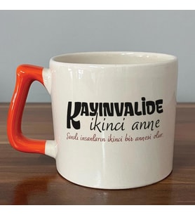 Kayınvalide İkinci Anne Baskılı Turuncu Kulplu D Kupa