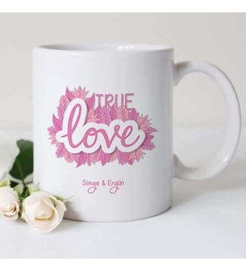 Kişiye Özel True Love Tasarımlı Kupa Bardak (Beyaz)