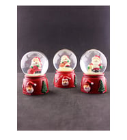 Dekoratif Yeni Yıl Hediyesi 3 Adet Noel Baba Temalı Karışık Mini Boy Işıklı Kar Küresi 6,5 cm