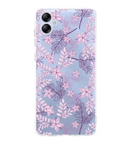 Samsung Galaxy A04e  Kamera korumalı Kapak Floral Pudra Tasarımlı  Şeffaf Kılıf