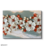 Yatay Kanvas Tablo Çiçek Bahçesi Bitki Tablosu Ev Ofis Duvar Dekoru