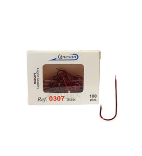 İğnesan 0307 Serisi Kırmızı Çapraz 100lü Paket Olta İğnesi