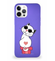 Apple iPhone 12 Pro Max Soft Premier Kapak Coolcat Tasarımlı Silikon Kılıf - Mor (Şeffaf)
