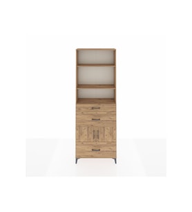 Arges Dolap 4 Raflı 3 Çekmeceli 2 Kapaklı 88x30x243 Çam-Çam