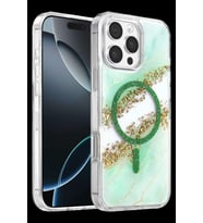 Onegif iPhone 16 Pro Max Lotus Simli Magsafe Kapak - Yeşil