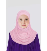 Kız Çocuk Pratik Başörtü Pamuklu Meryem Model Şal Pembe