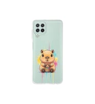 Samsung Galaxy A22 ile Uyumlu Splash Kapibara Tasarımlı Şeffaf Silikon Kılıf