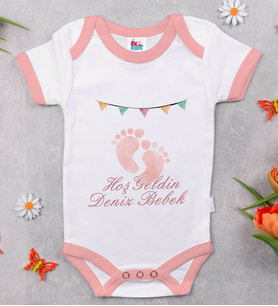 BK Kids İsimli Hoş Geldin Bebek Tasarımlı Pembe Bebek Body Zıbın-4