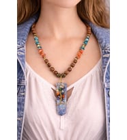 Celestial Nomad – Lapis & Akik Doğal Taş Premium Tasarım Kolye
