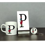 P Harfi Üçlü Set (Kupa + Telefon Standı + Anahtarlık)