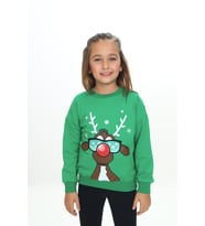 Toontoy Kız Çocuk Baskılı Sweatshirt (Çimen Yeşili)