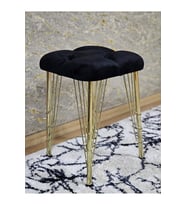 Kare Gold Kaplama Telli Ayaklı Tabure - Oturak - Bar Taburesi - Ayaklı Tabure Siyah Renk 48 x 33 Boyut/Ebat (Çok Renkli)