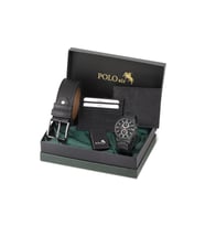 Polo Air Erkek Kol Saati Kemer Cüzdan Kartlık Çakmaklı Hediyelik Kutusunda Siyah Set PL-7035E1
