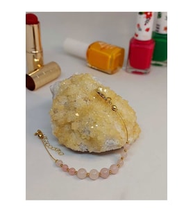 Pembe Kuvars Taşı Tasarım Bileklik (52048)