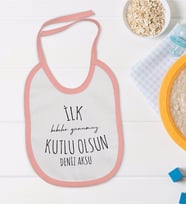 BK Kids Kişiye Özel Pembe Bebek Mama Önlüğü - Model 33