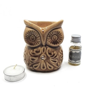 Baykuş Görünümlü Buhurdanlık Set (Kahverengi)